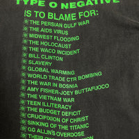 ヴィンテージ 1993 タイプ O ネガティブ ブラッディ キッス Tシャツ