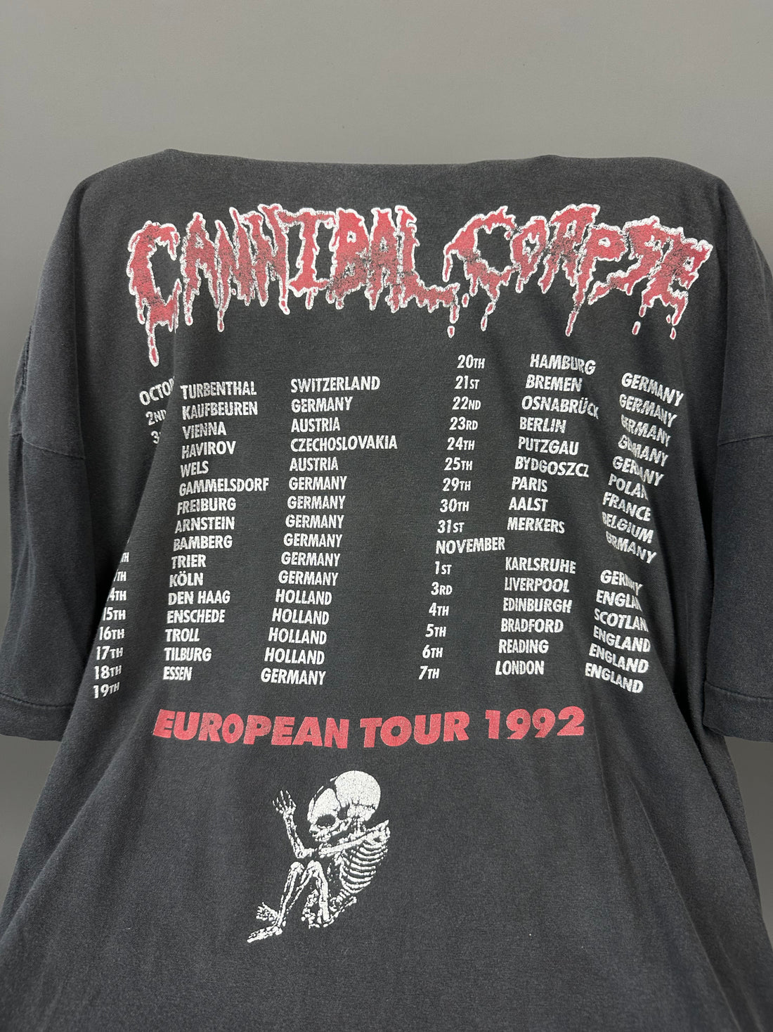 ヴィンテージ 1992 カンニバル・コープス ユーロツアー Tシャツ