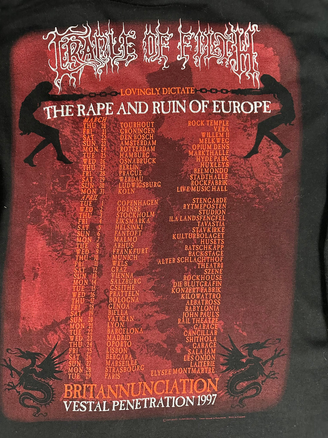 ヴィンテージ 1997 Cradle of Filth Ruin Of Europe ロングスリーブ