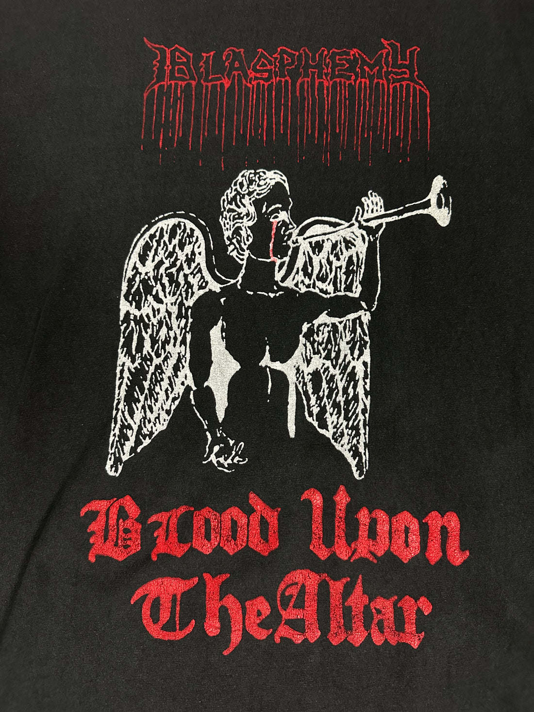 1990年代のヴィンテージ「冒涜の血　祭壇に血を流す」Tシャツ
