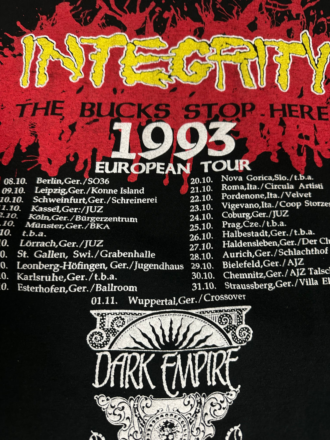 インテグリティ 1993 ザ・バックス・ストップ・ヒア・ツアー ロングスリーブ