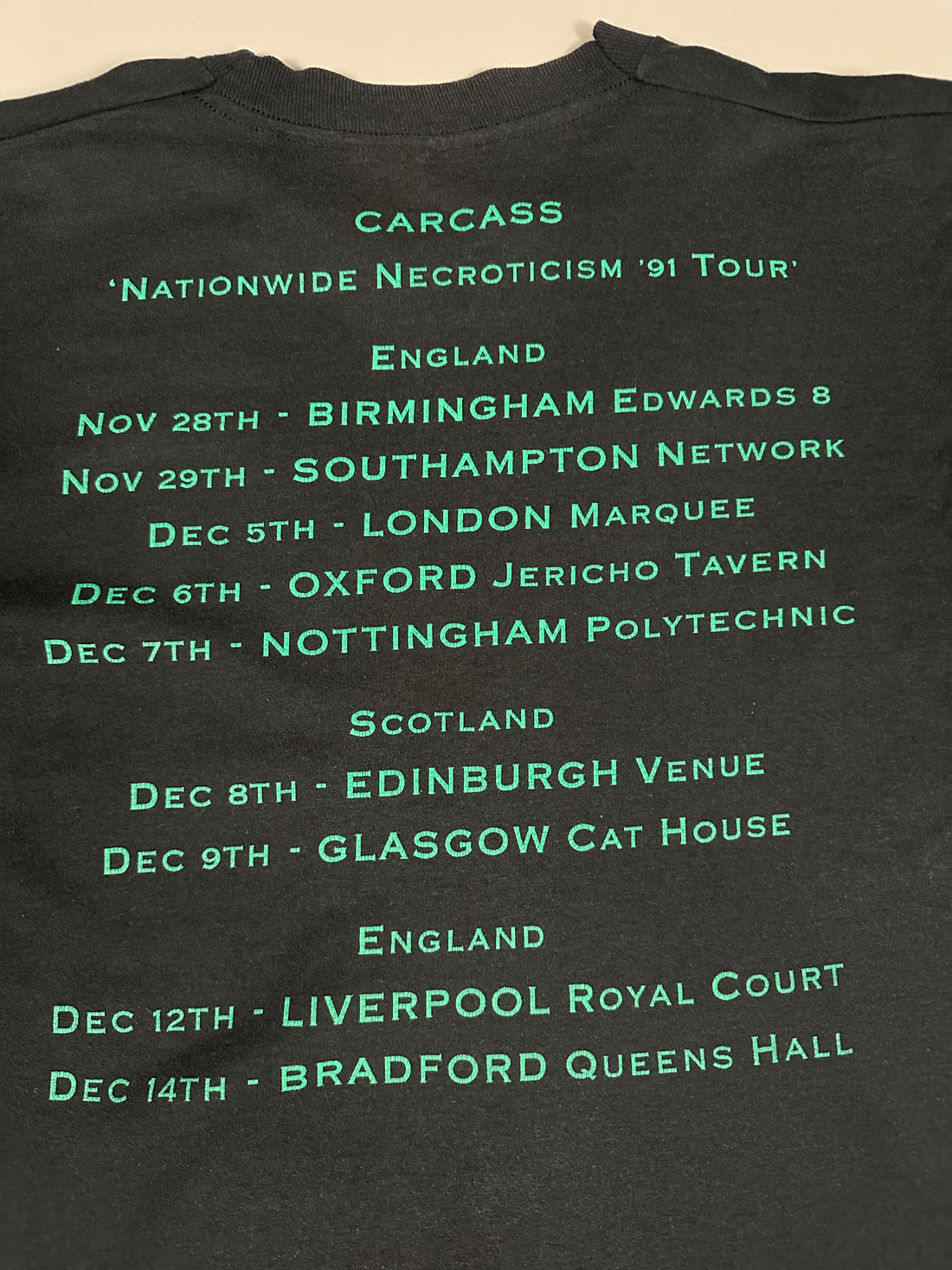 Vintage 1991 Carcass Tour T-Shirt