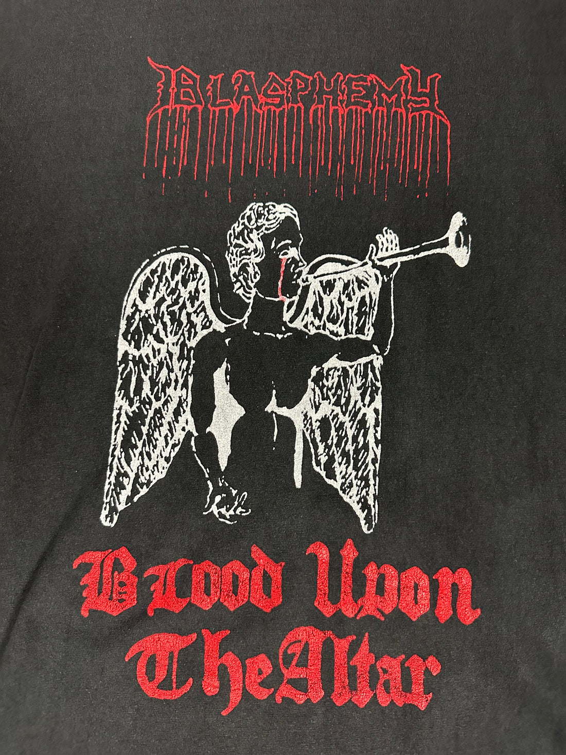 1990年代のヴィンテージ「冒涜の血　祭壇に血を流す」Tシャツ