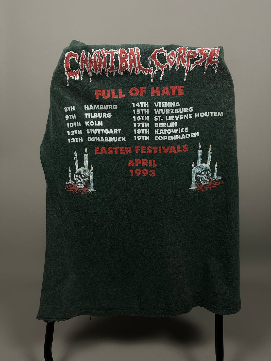 カンニバル・コープス 1993 フル・オブ・ヘイト イースター・フェスティバル ヴィンテージ Tシャツ