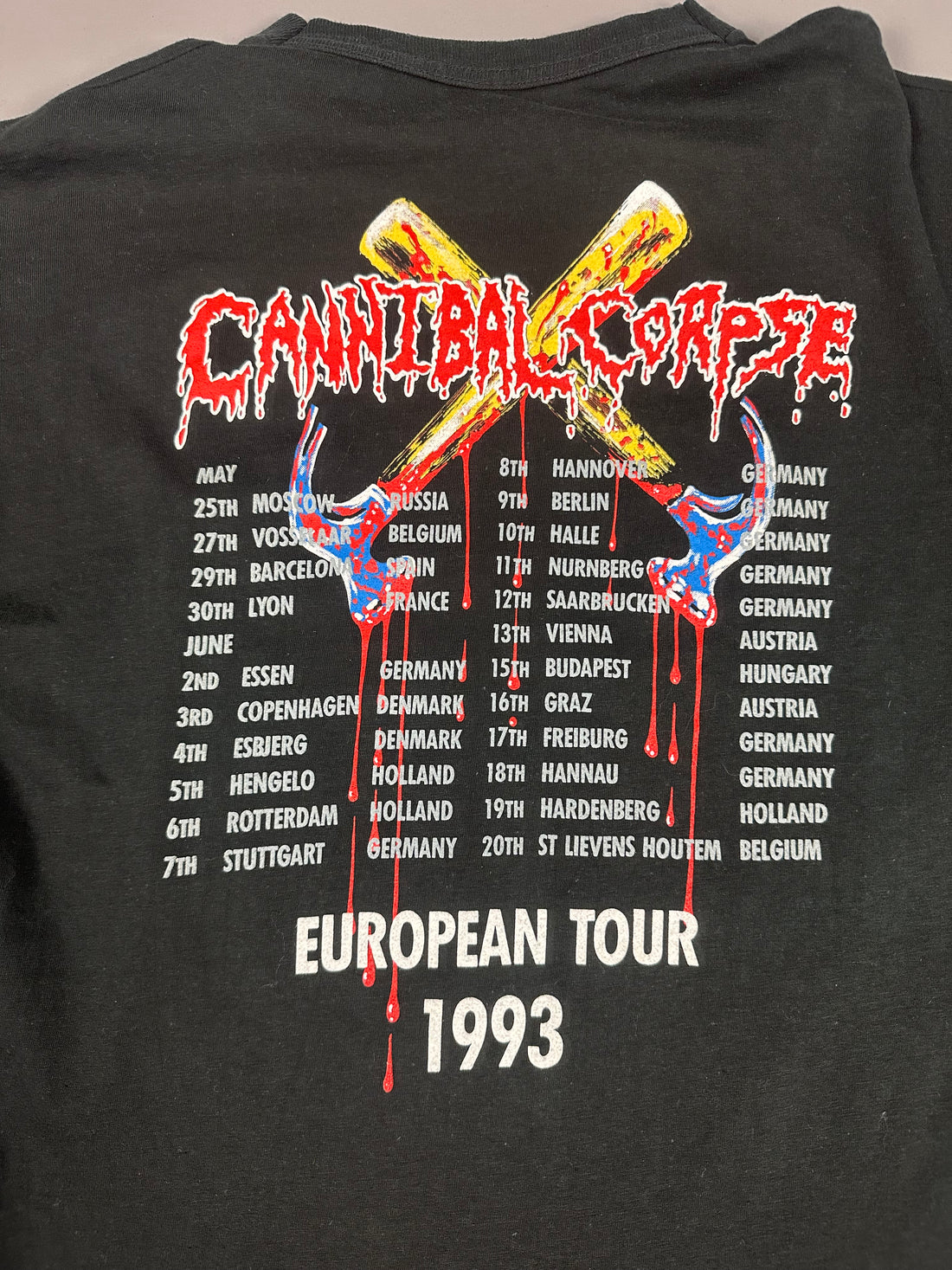 Vintage 1993 Cannibal Corpse Hammer Smashed Face T-Shirt