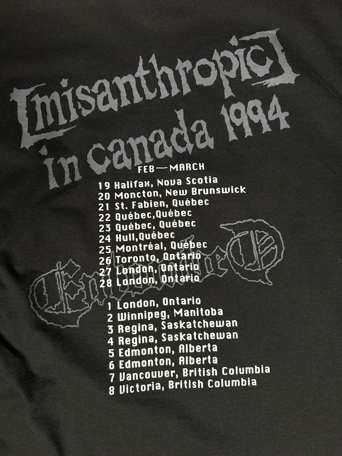 ヴィンテージ 1994 エントゥームド カナダ ツアー ウルヴァリン ブルース ロングスリーブ