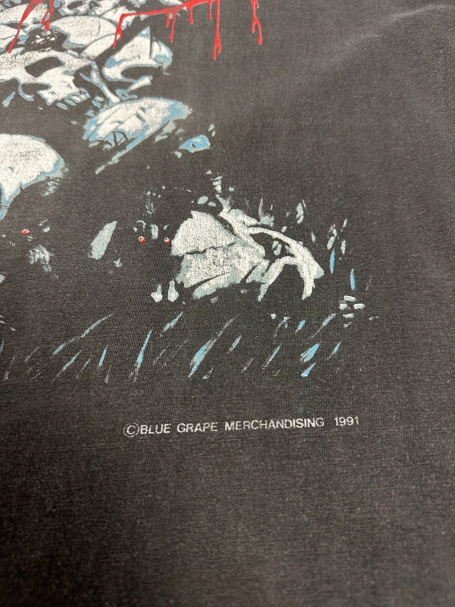 1991年 死亡記事 頭蓋骨の山 ヴィンテージTシャツ