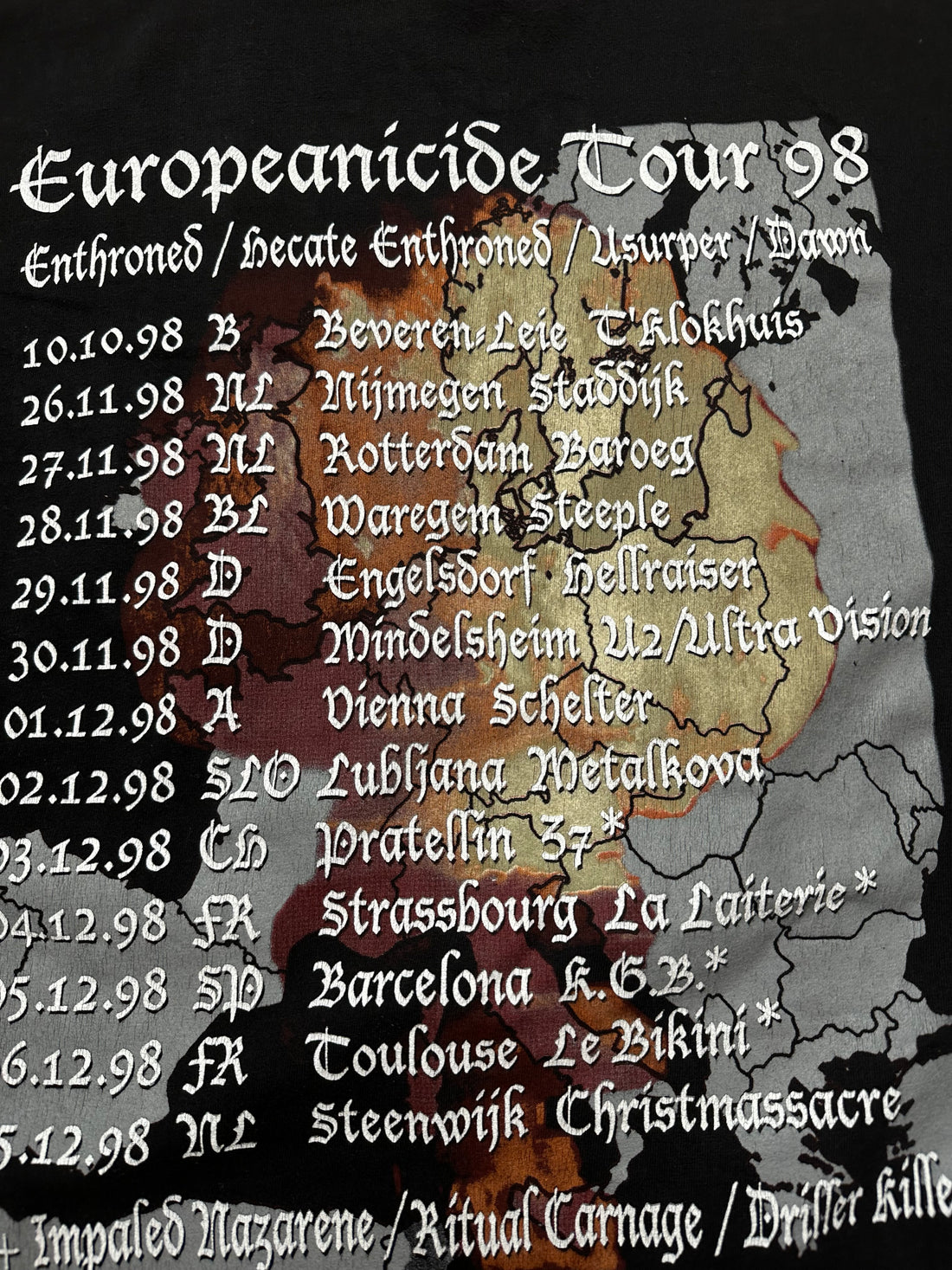 Vintage 1998 Enthroned Europeanicide Tour T-Shirt